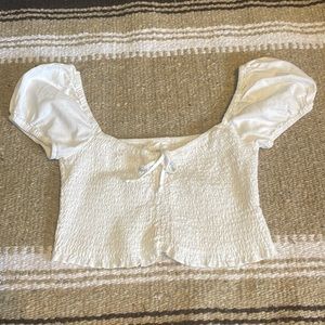 White smocked crop top.